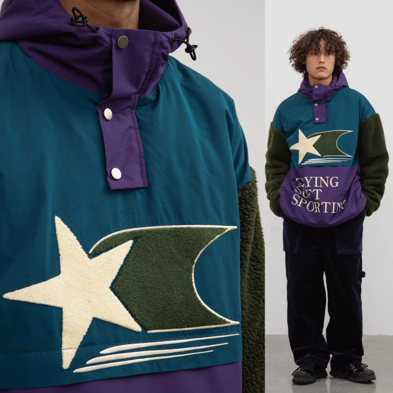 Crying center/哭喊中心复古紫拼接羊羔毛 滑雪棉服外套运动