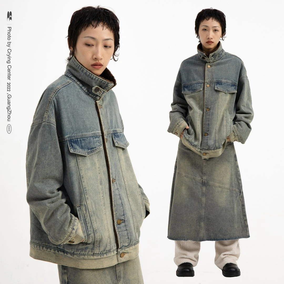 Crying center/哭喊中心复古牛仔暖暖毛绒绒内胆洗水牛仔夹克外套