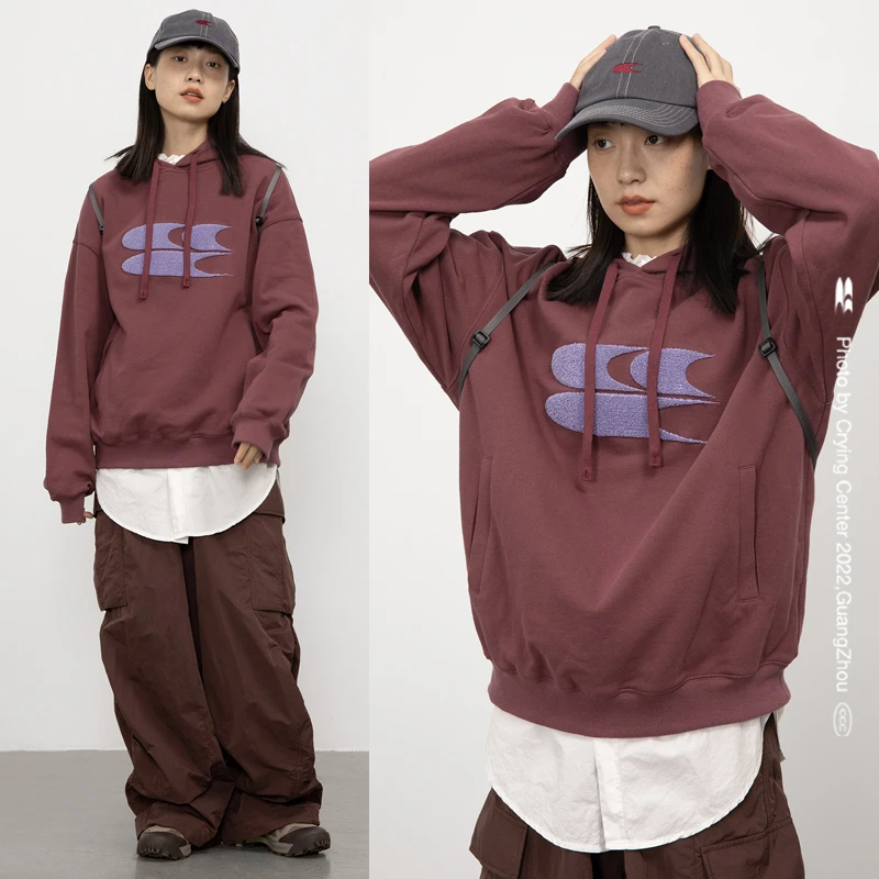 Crying center/哭喊中心3CLOGO毛巾绣经典基础连帽卫衣情侣装卫衣