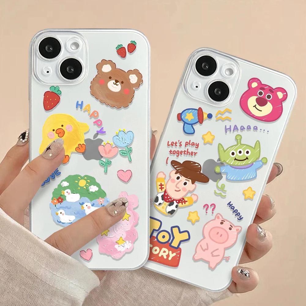 可爱卡通动物人物透明硅胶手机壳 适用苹果/华为/OPPO/VIVO/小米