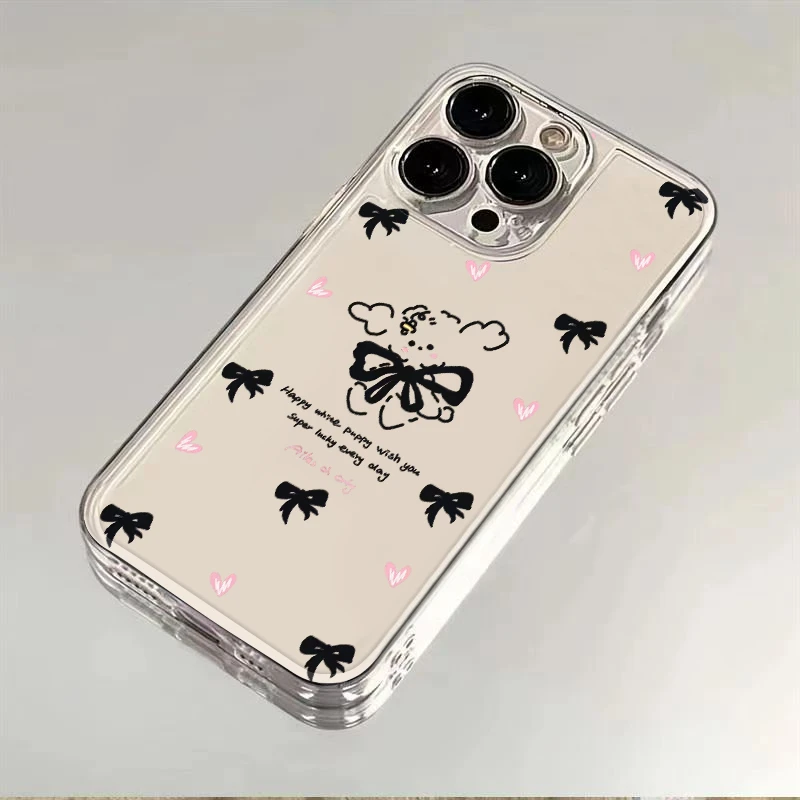 蝴蝶结小狗适用iphone15苹果14手机壳女13promax华为vivo小米oppo