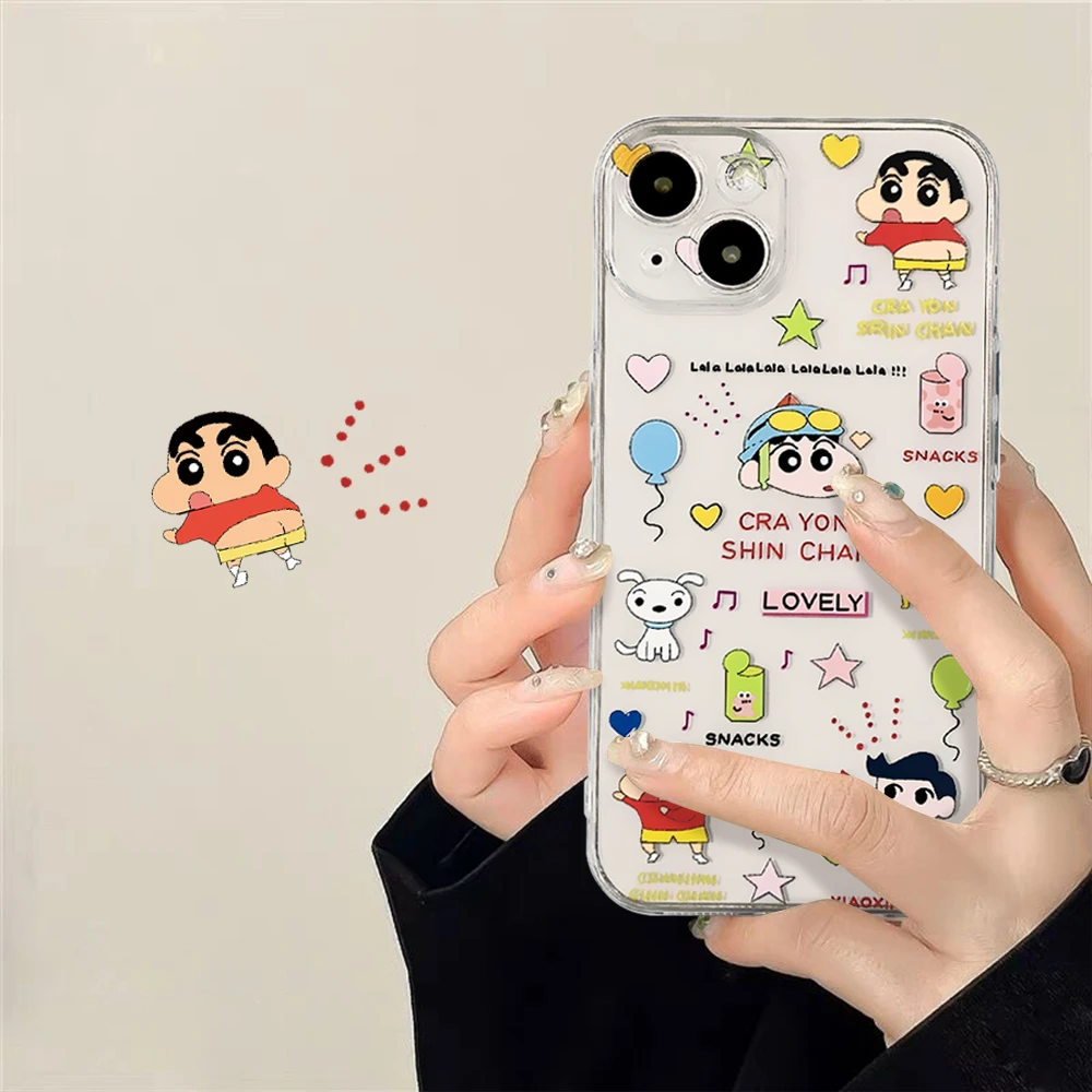 适用苹果/华为/OPPO/VIVO/小米Z 日韩ins蜡笔小新透明手机壳女