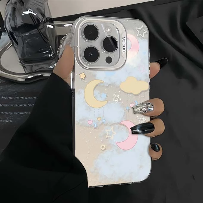 简约黄粉星云适用iphone15苹果14手机壳13promax华为vivo小米oppo