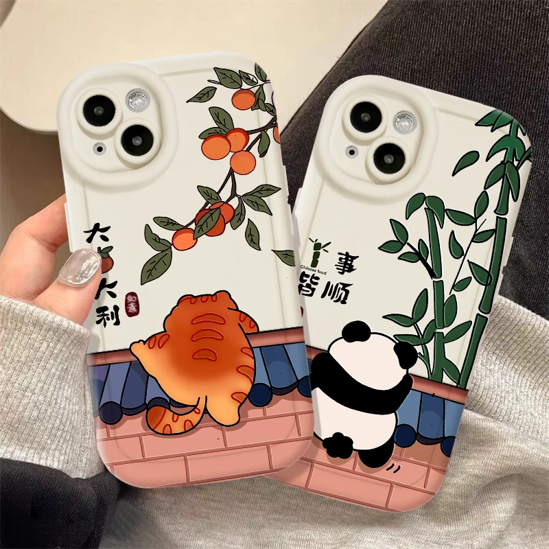 国潮卡通竹事皆顺适用iphone15苹果14手机壳13华为vivo小米oppo套