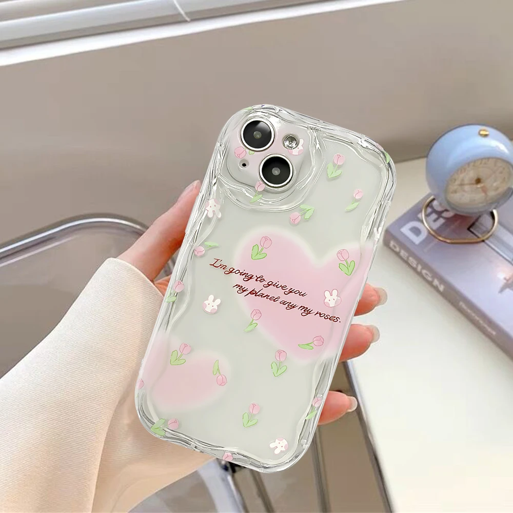 适用苹果/华为/OPPO/VIVO/小米Z 小众爱心满屏碎花透明手机壳女