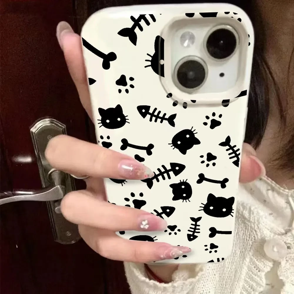 鱼骨头猫咪适用iphone15苹果14/13promax华为vivo小米轻薄手机壳