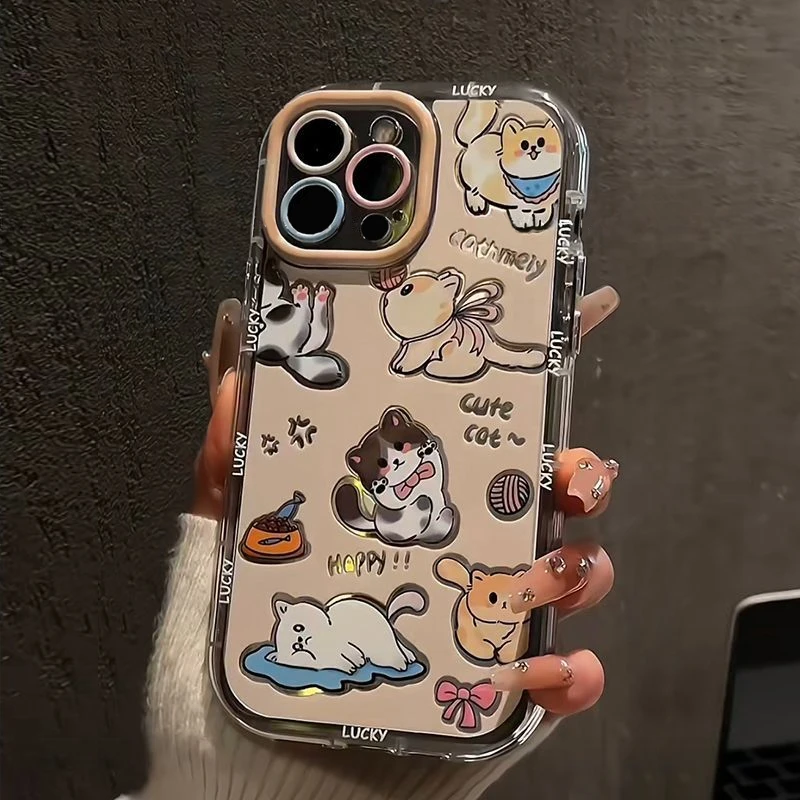 小猫适用华为mate60苹果oppo小米15/14/13promax防摔vivo手机壳女