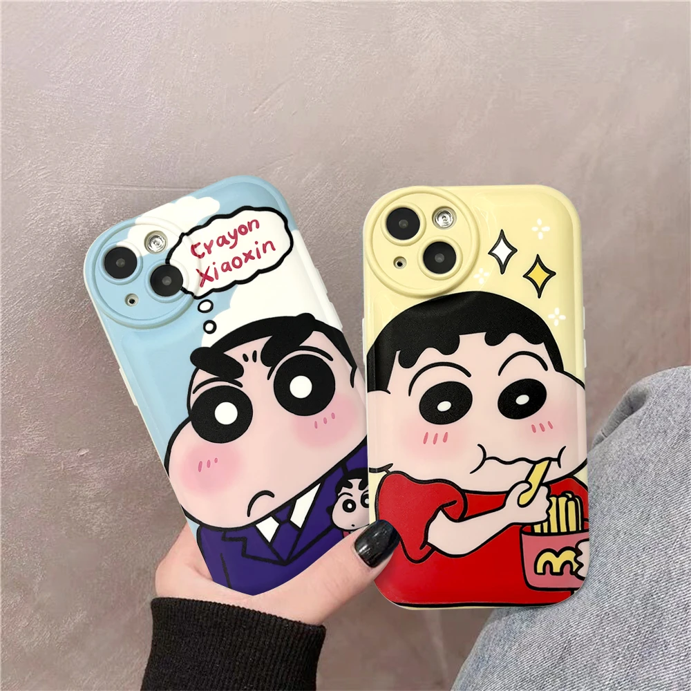 趣味卡通吃薯条小新情侣手机壳 适用苹果/华为/OPPO/VIVO/小米