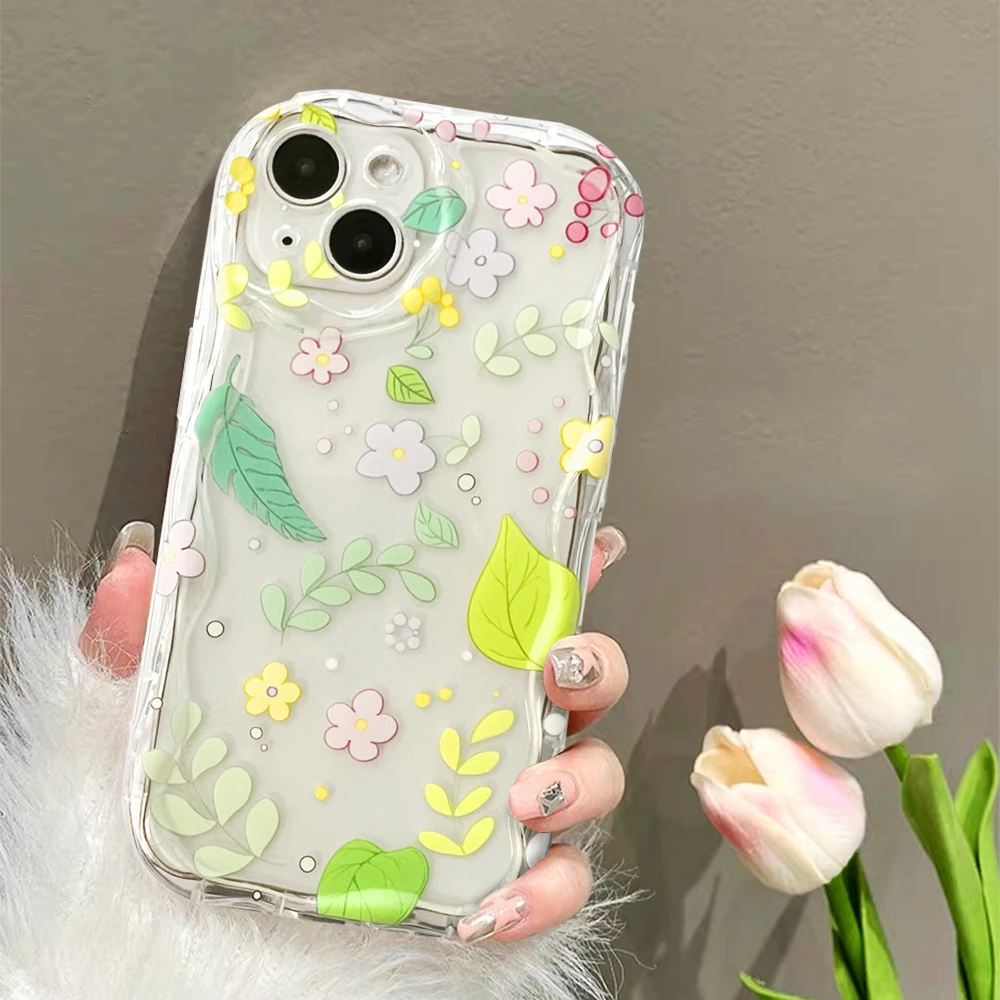 适用苹果/华为/OPPO/VIVO/小米Z 日韩风清新花草植物透明手机壳女