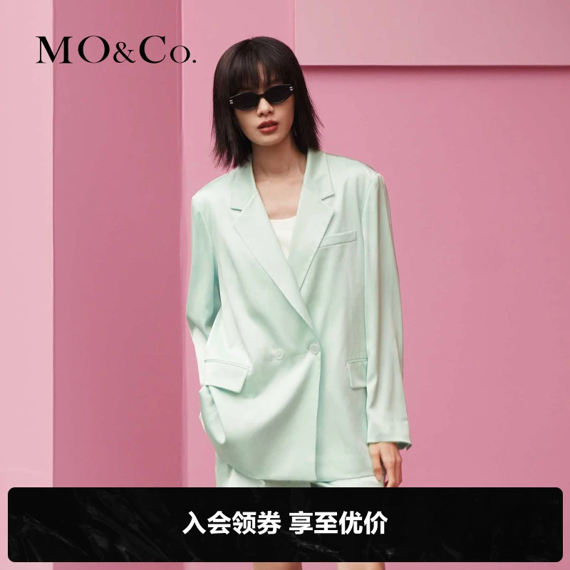 MOCO夏季小众设计感薄款西装外套休闲薄荷曼波静奢风MBB2BLA006
