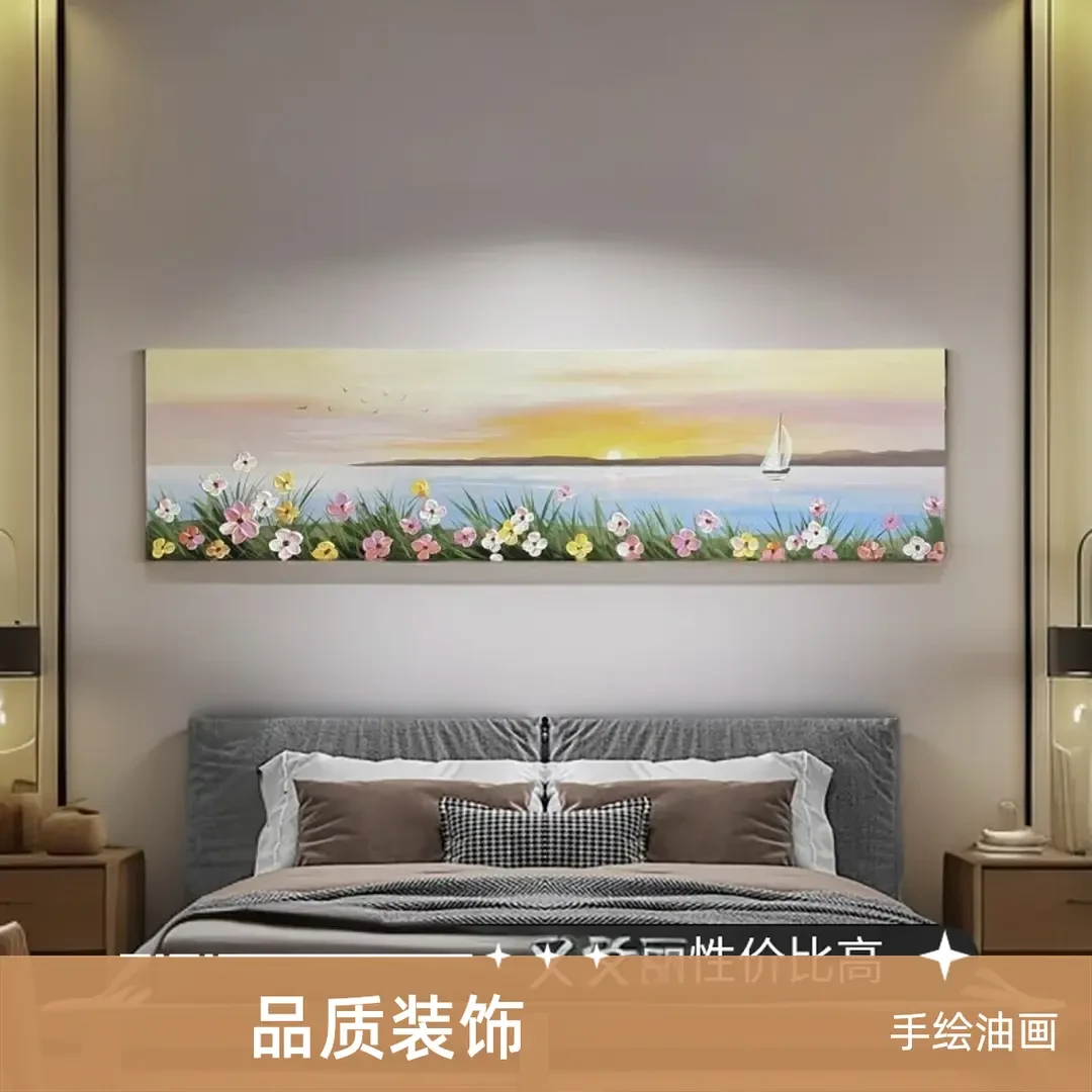 阳光花海︱手绘油画床头装饰画背景画单幅铝合金150/40