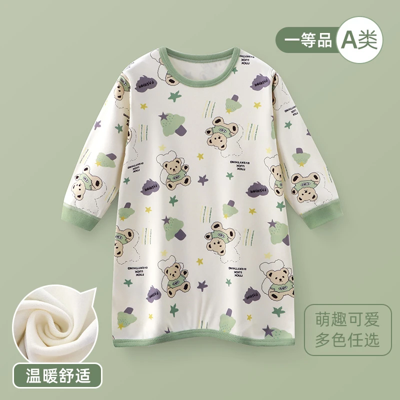 儿童德绒秋冬季婴儿保暖卡通舒适睡袍连体睡衣爬行服长袖家居服