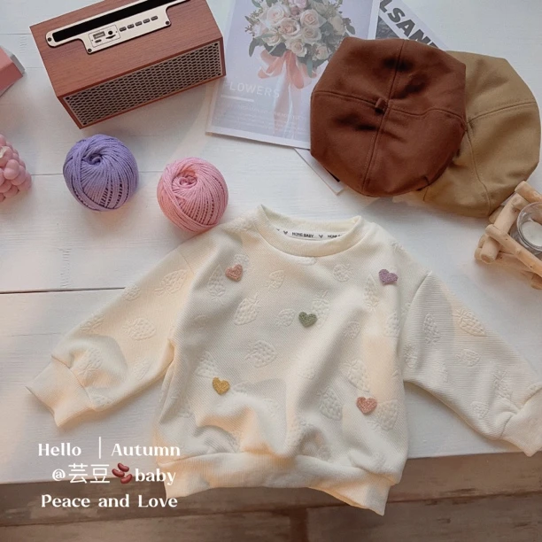 2025新款秋季女童提花卫衣洋气韩版长袖t恤套头上衣外穿打底衫