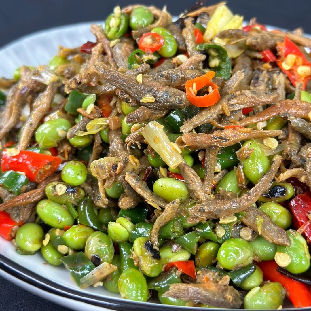 【辣椒炒小鱼】尖椒毛豆炒沂河干锅烤鱼香辣下饭菜新沂徐州邳州特产