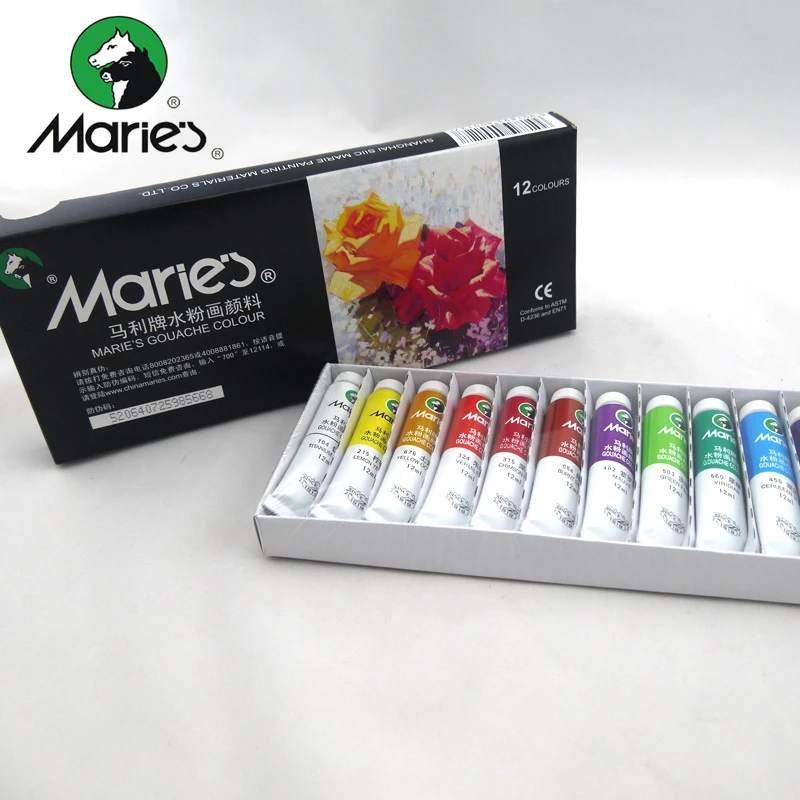 Marie’s/马利水粉颜料/水彩/盒装/可水洗初学者美术生用/绘画丙烯