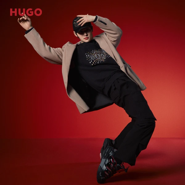 【力丸同款】HUGO雨果2024早春徽标艺术风饰钉效果棉质卫衣50504520