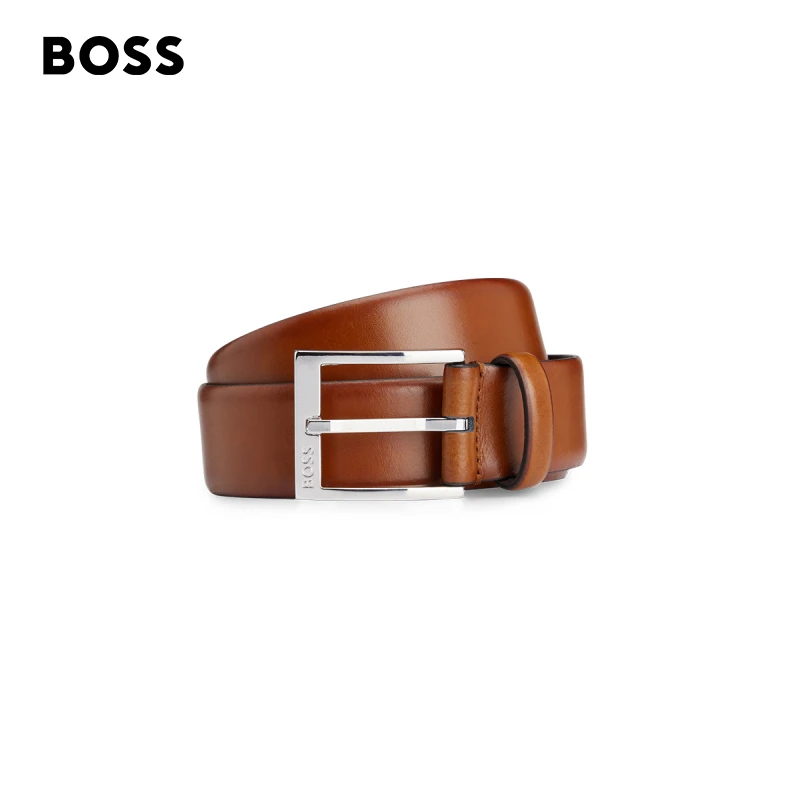 BOSS博斯男秋季新款时尚休闲百搭棕色经典商务皮带50482241