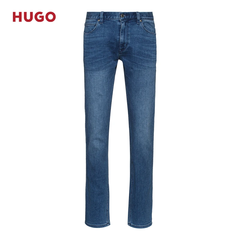HUGO雨果新款 男士时尚休闲蓝色修身舒适弹力百搭牛仔裤50466740