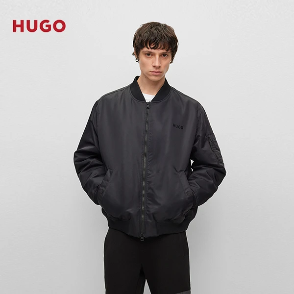 HUGO雨果男徽标印花休闲时尚百搭纯色设计飞行员夹克外套50493096