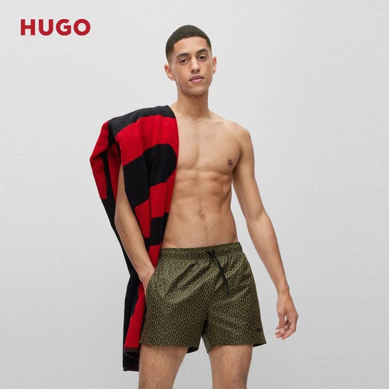 HUGO雨果男士春夏层叠徽标快干时尚休闲游泳短裤50484365