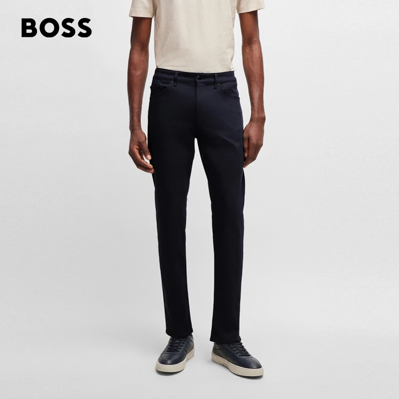 【保时捷】BOSS博斯男士2024早春新款深蓝色修身休闲牛仔裤50508425