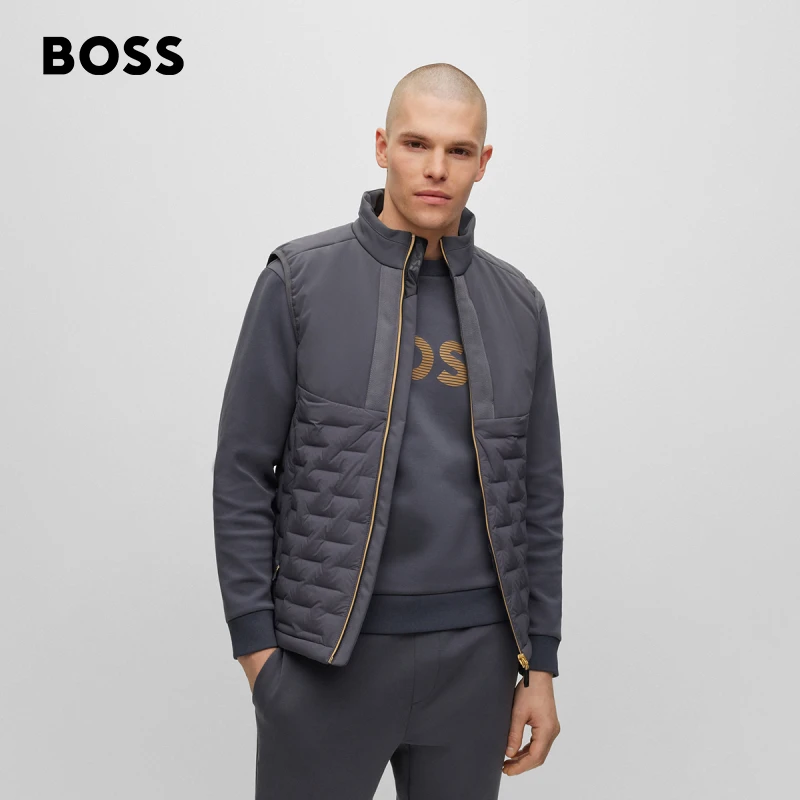 BOSS雨果博斯男士2023秋冬新款简约休闲防泼水羽绒服马甲50491912