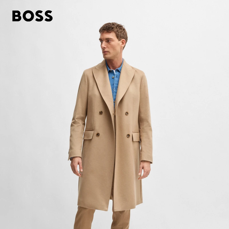 【贝克汉姆联名】BOSS博斯男士  新款长款毛呢羊绒大衣50538882