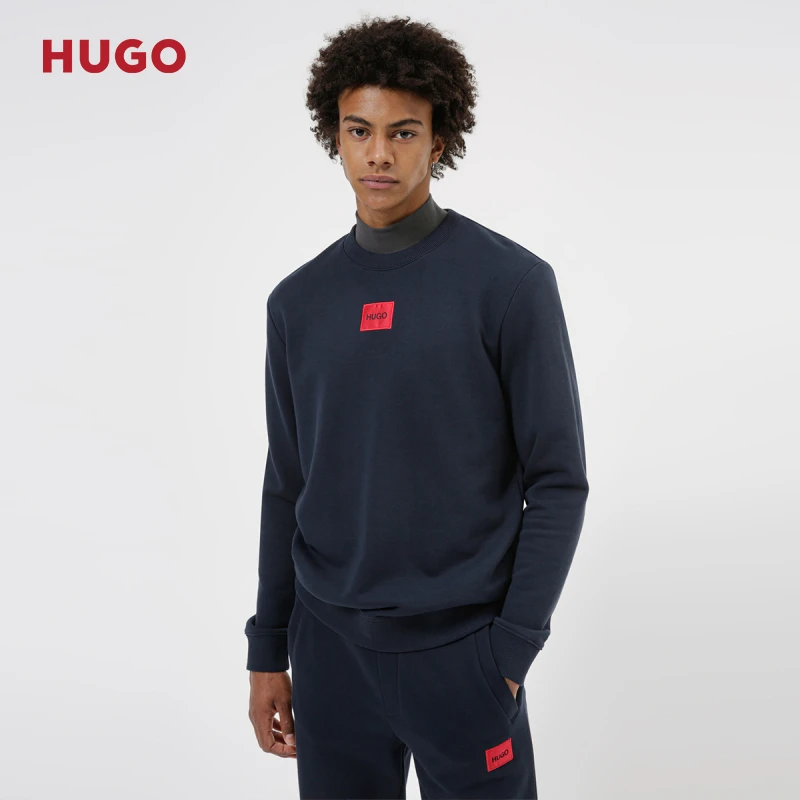 HUGO雨果秋冬男女同款款红色LOGO棉质毛圈布情侣卫衣50447964