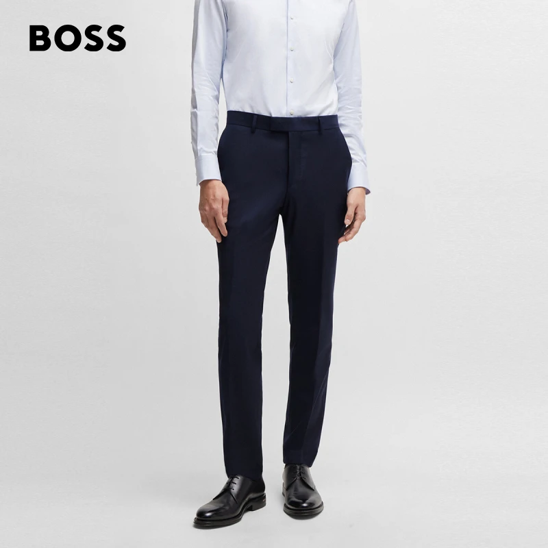 【含羊毛】BOSS博斯男士夏季新款弹力羊毛面料休闲修身长裤50509898