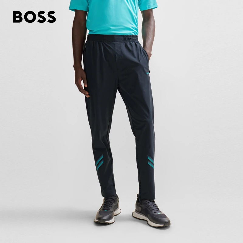 【弹力速干】BOSS博斯男士反光艺术图案装饰常规版型卫裤50505147