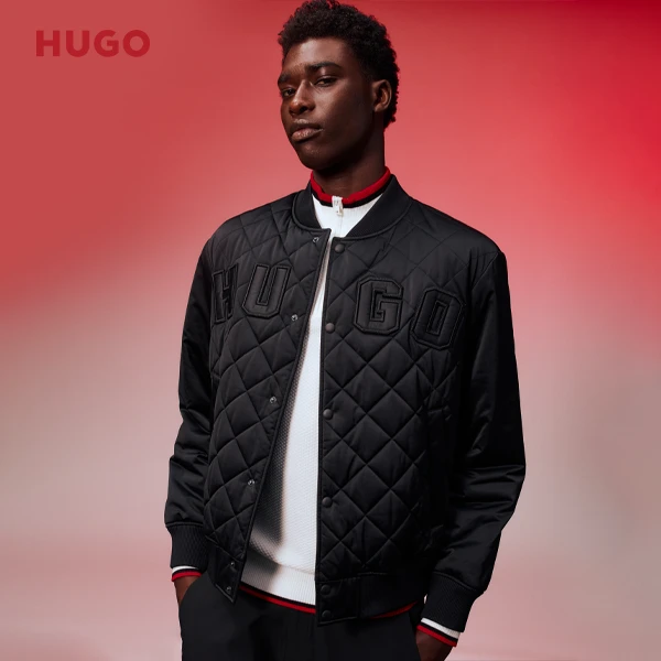 HUGO雨果男士 新款学院风徽标设计时尚飞行员夹克50505403