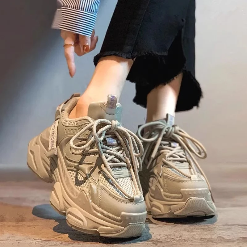 国潮厚底增高老爹鞋女显脚小2024年新款春秋季百搭休闲运动鞋子