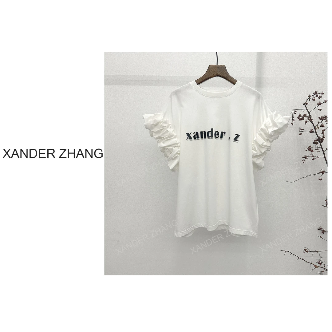 山大张时尚设计感宽松圆领T恤百搭显瘦夏季女泡泡袖YBT1F037