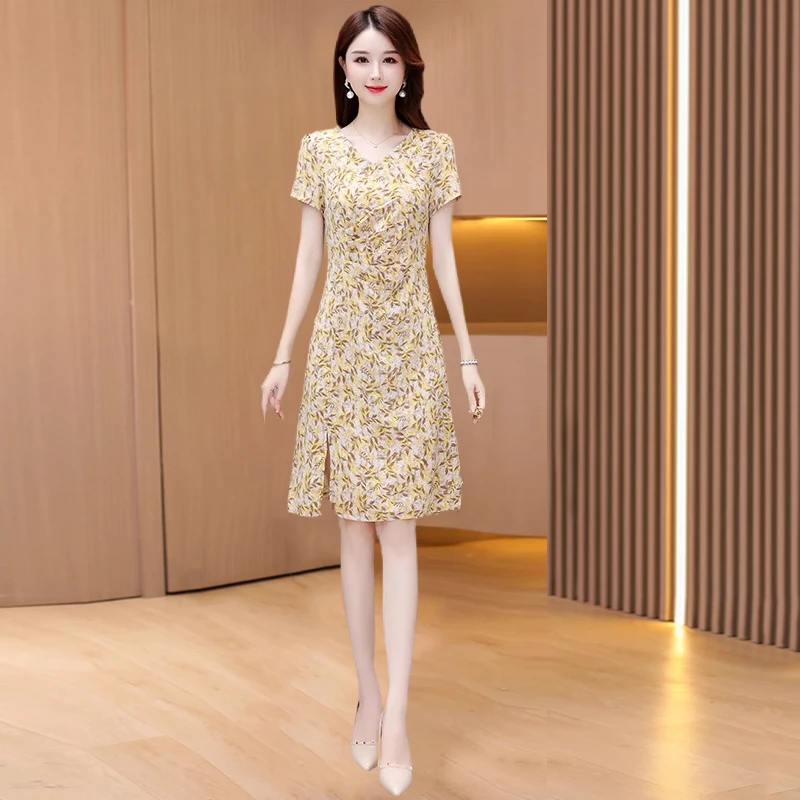 连衣裙女夏年轻款高端精致遮肚气质高级感品牌小个子妈妈改良旗袍