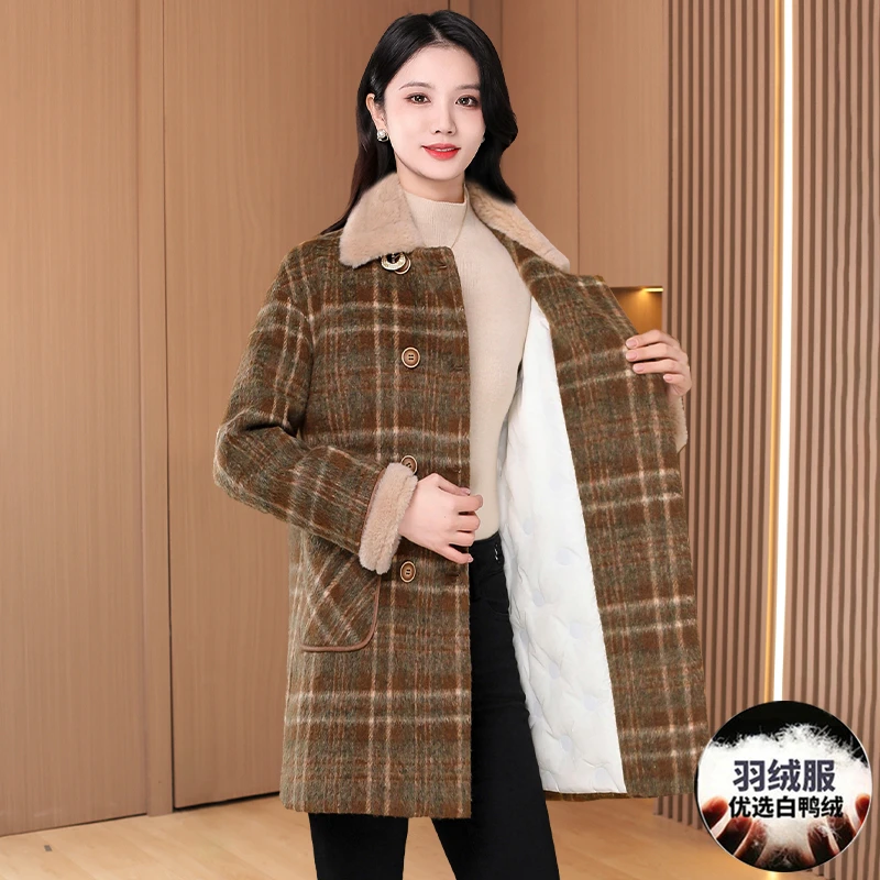 杭州品牌高端毛呢外套冬季新2025格纹韩版小个子小香风高级感大衣
