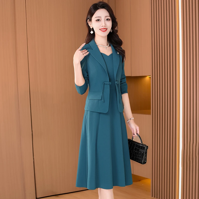 小香风西装两件套连衣裙2025新款早秋高端品牌贵夫人妈妈婚宴套装