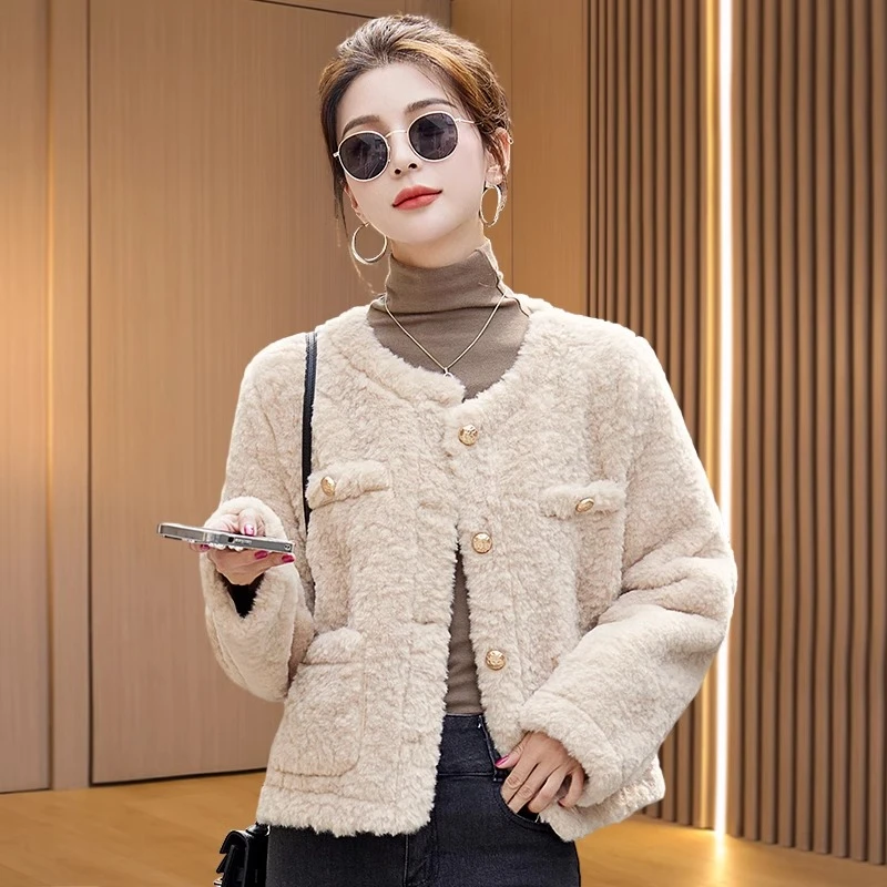 海宁小香风毛外套2025冬新款女时尚阔太太高贵秋冬小个子皮毛一体