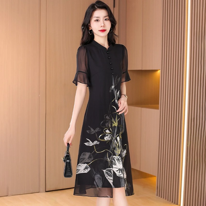 改良旗袍连衣裙子2024新款女夏季新中式国风气质漂亮品牌高端奢华