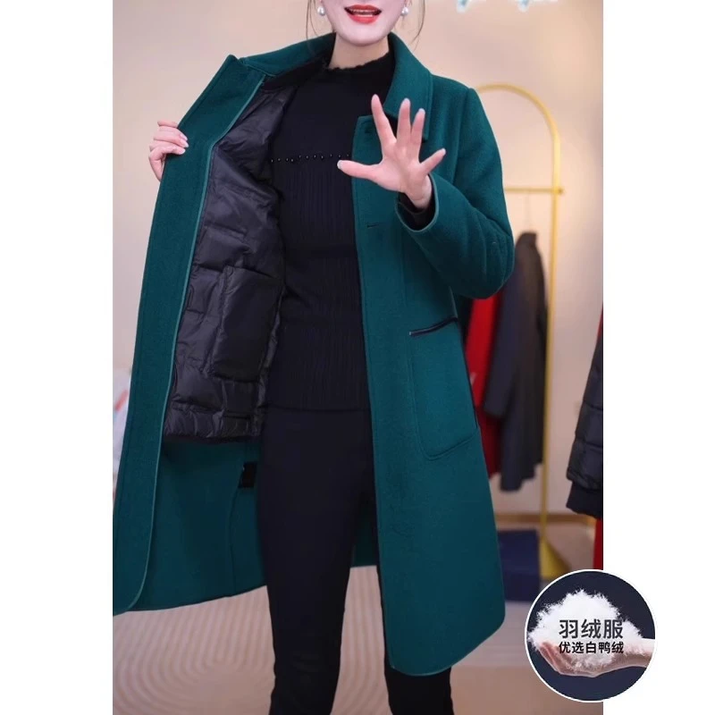 羽绒服可拆卸内胆双面羊毛呢大衣女秋冬2025新款高级感高端中长款
