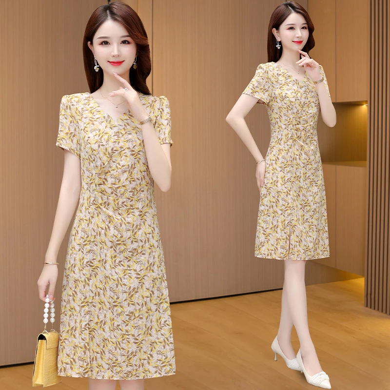 小个子连衣裙女夏2024新款气质妈妈洋气高贵高端品牌包臀一步裙子