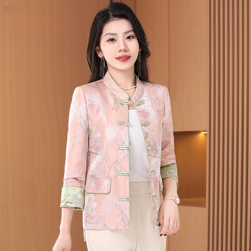 新中式中国风初春外套女2025新款爆款网红气质唐装高级感上衣盘扣