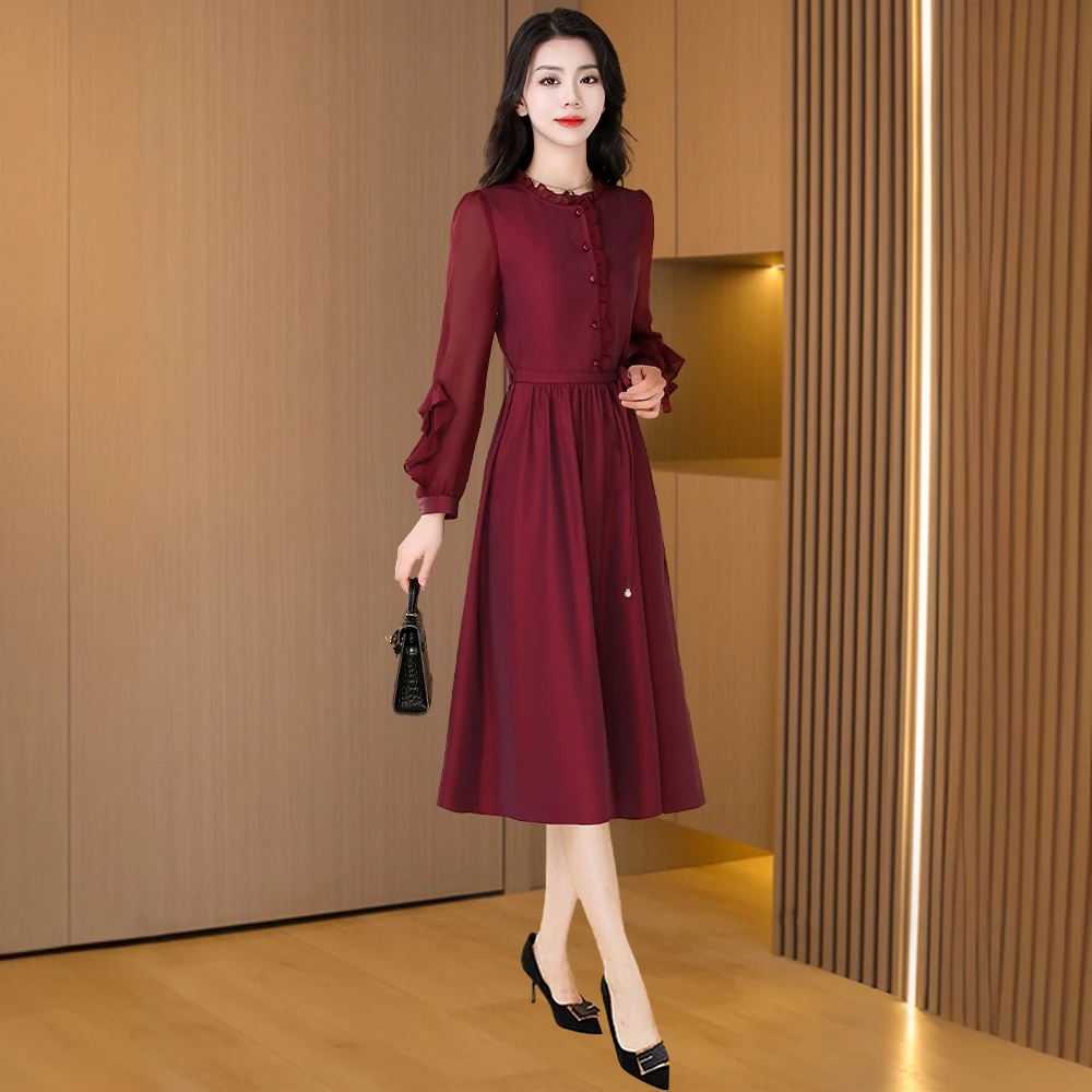 喜婆婆婚宴连衣裙女早秋2025新款妈妈结十一婚礼服广州十三行爆款