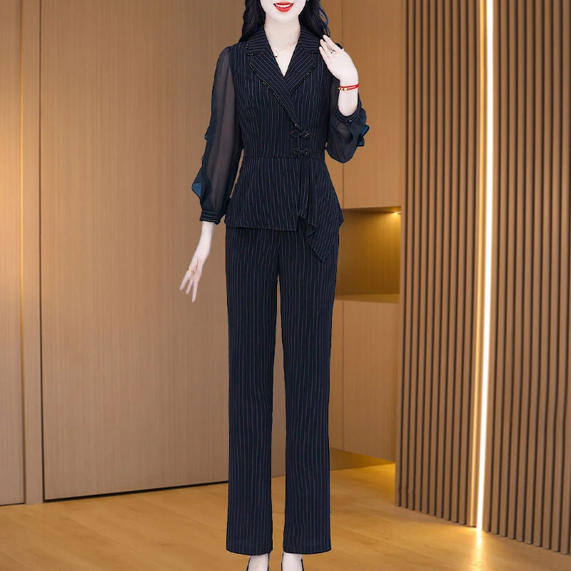 新中式盘扣套装女2025新时尚爆款贵夫人阔太太洋气高贵两件套裤子