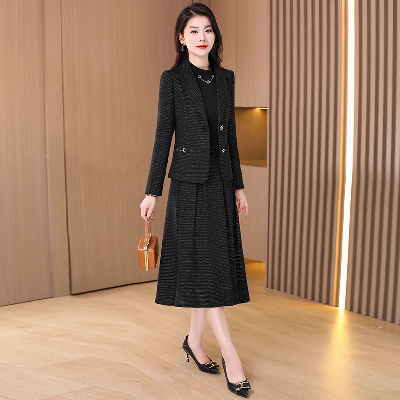 时尚套装常规轻职风轻熟风长袖中长款2025春秋秋季秋冬通勤小香风