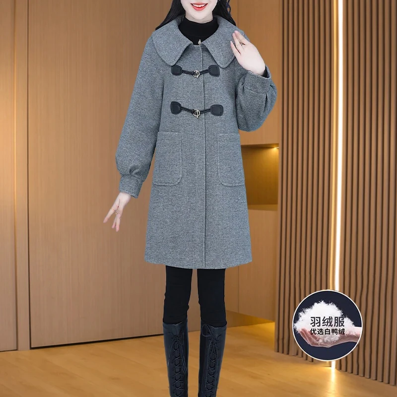 品牌正品毛呢内胆羽绒服女士冬季2025新款爆款今年流行中长款大衣