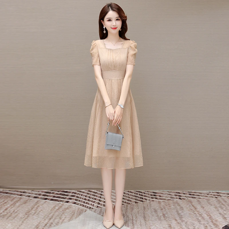 高端精致气质小个子显高端庄大气雪纺纱料连衣裙女2025夏新款洋气