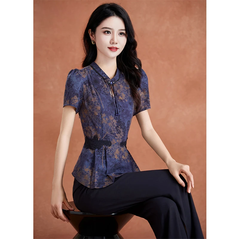 时尚国风两件套女2025年夏季新款气质短袖时髦阔腿裤妈妈爆款套装