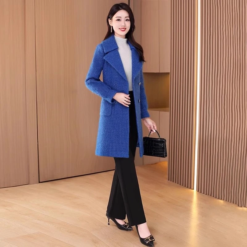 嘉兴毛呢外套女士2025新款秋冬高端中长款贵夫人品牌大衣加厚大衣