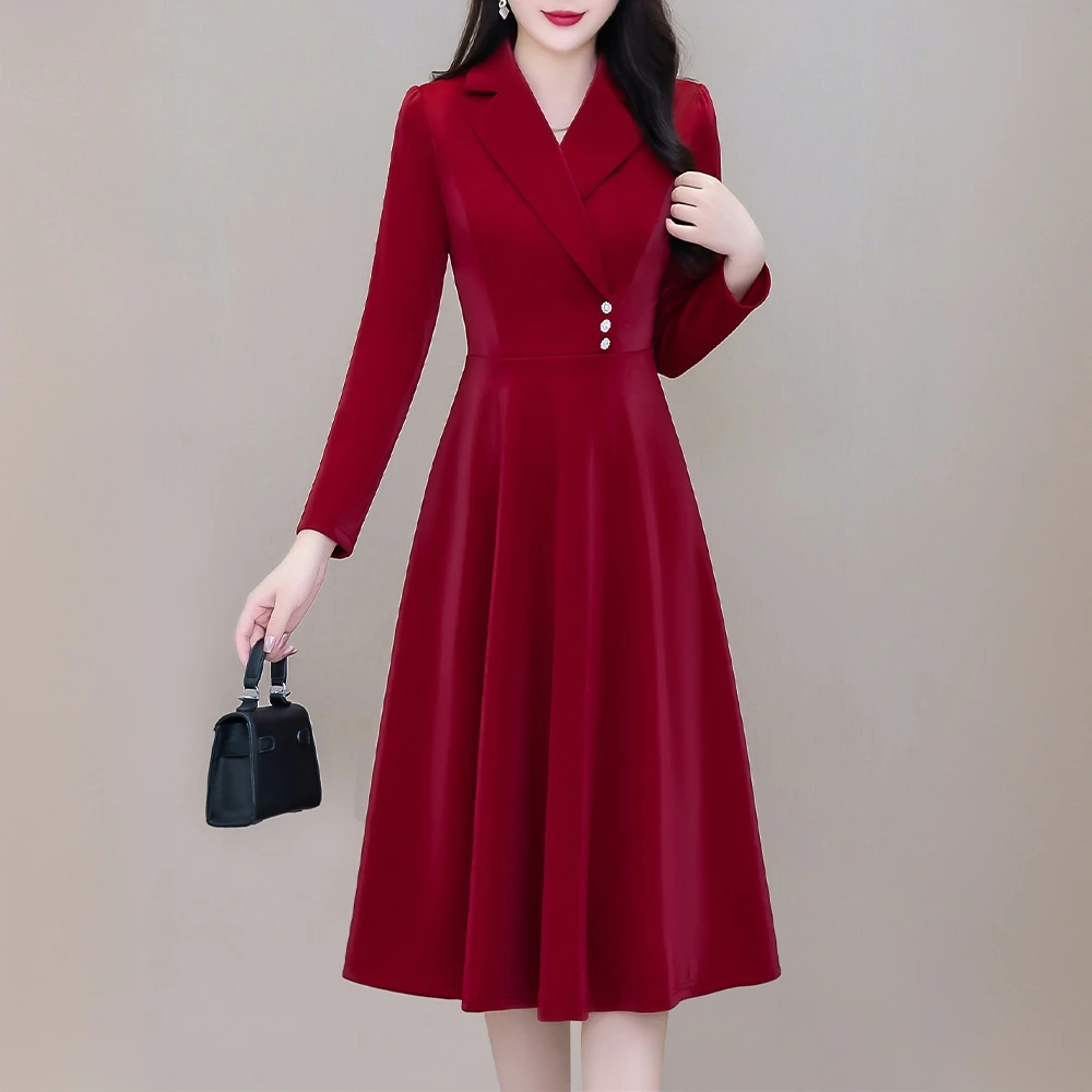 喜秋冬婚宴装平时可穿连衣裙女秋季2025新款高贵结婚妈妈红色礼服