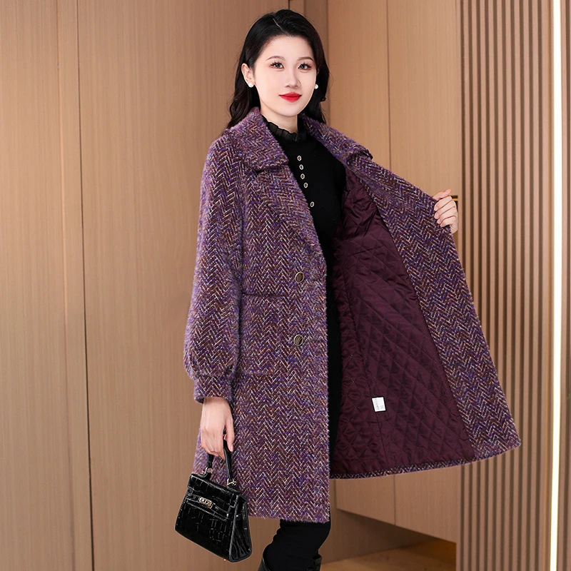 小香风时尚减龄毛呢外套2025新款秋冬气质高级感加厚中长款呢大衣